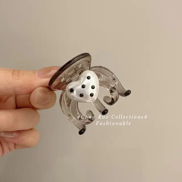 Polka Dot Love Heart shaped Hairpin Female Accessories Transparent - Shop at LoveMi