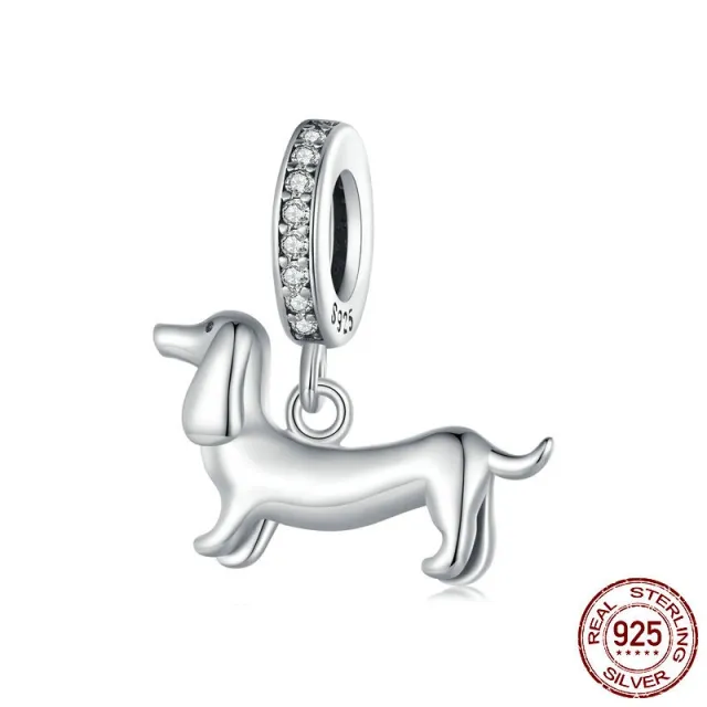 S925 Sterling Silver Cute Sausage Dog Pendant Diy Bracelet Accessories Scc2561 - Shop at LoveMi