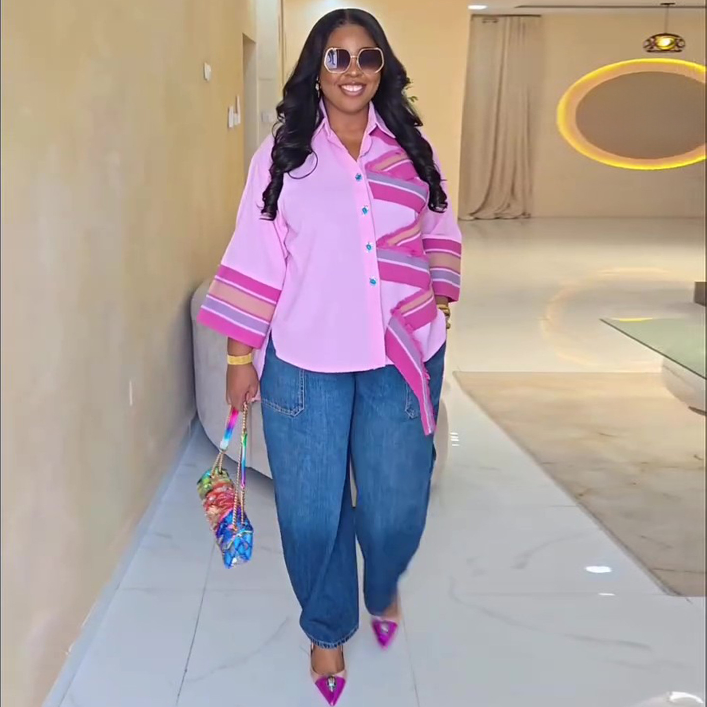 African-style Casual Patchwork Long Shirt