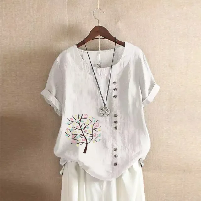 Women's Retro Plus Size Casual Loose Cotton linen Shirt White - Shop at LoveMi