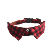 Pet Supplies Gentleman Dog Collar Bow Tie Detachable - Red And Black Plaid - View 1