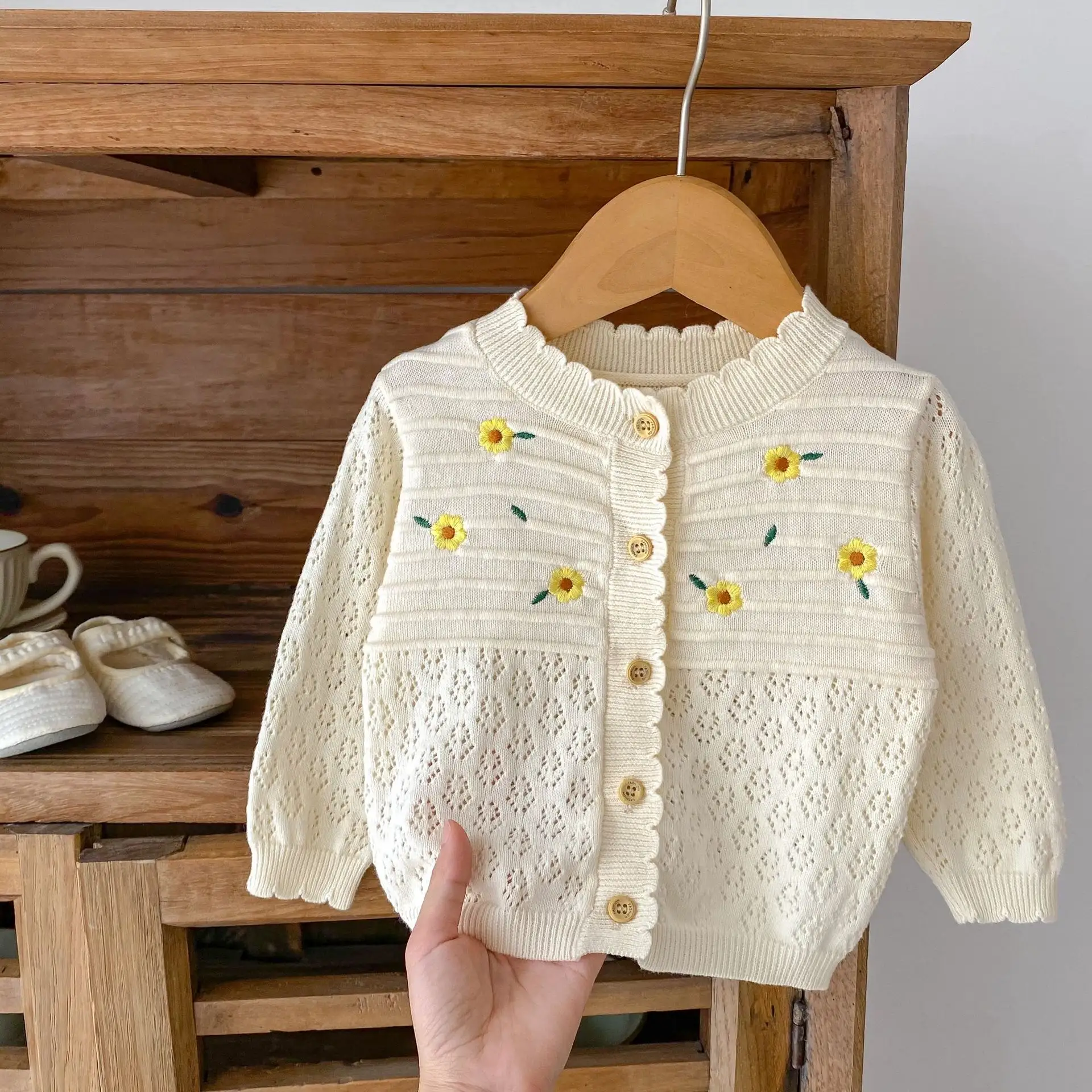 Flower Embroidered Hollow Long Sleeve Sun Protection