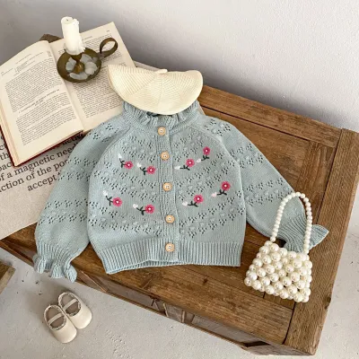 Loose Hollow Embroidered Knitted Coat All-match Cardigan