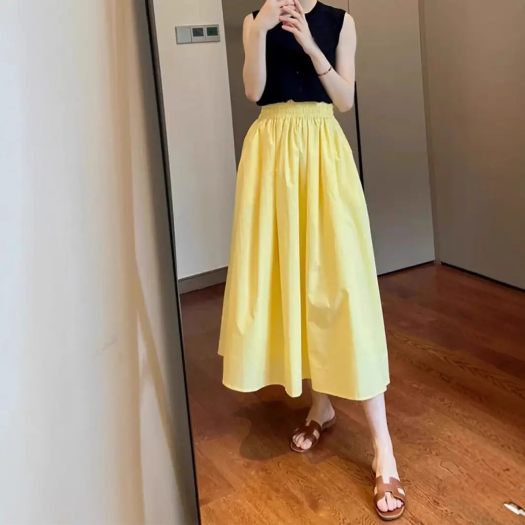 Temperament Goose Yellow Half Skirt Female