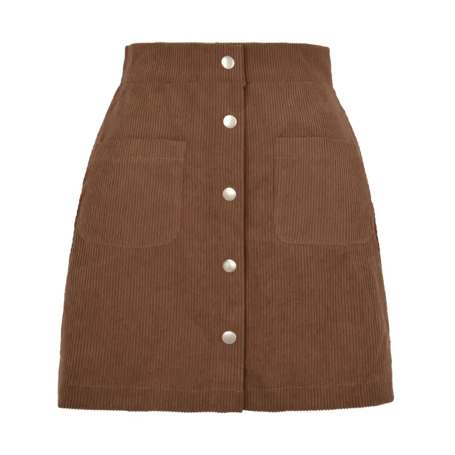 Single breasted Slim Fit Solid Skirt Brown - Shop at LoveMi
