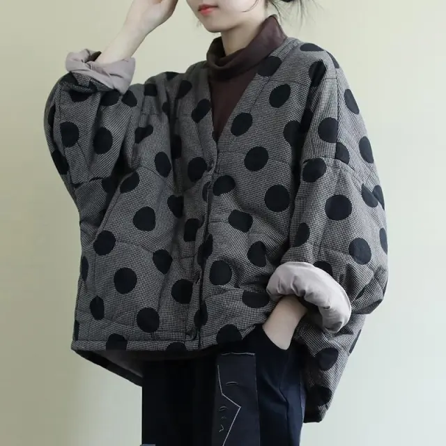 Large Size Loose Long Sleeve Quilted Winter Coat Gray - Shop at LoveMi
