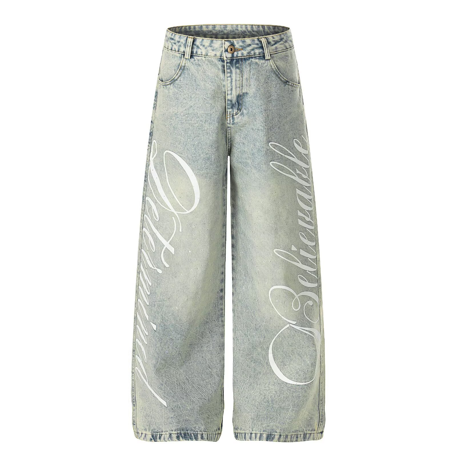 Letter-print Denim Jeans For Men