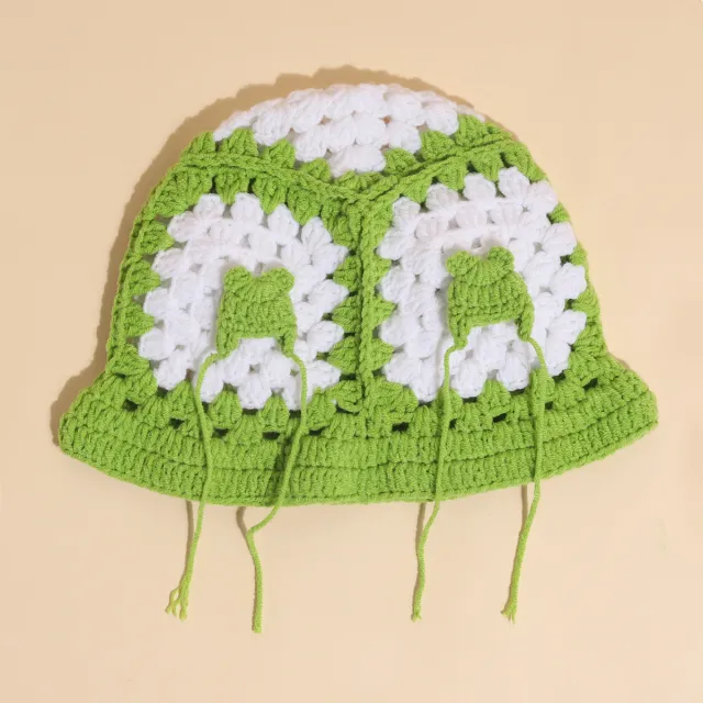 Hand woven Fisherman Hat Autumn And Winter Green Cap - Shop at LoveMi