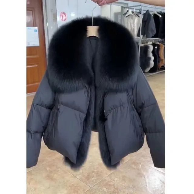 Winter New Fashion Loose Thick Cotton padded Coat Western Style Fur Collar Slimming Women's Fashion Black - Shop at LoveMi