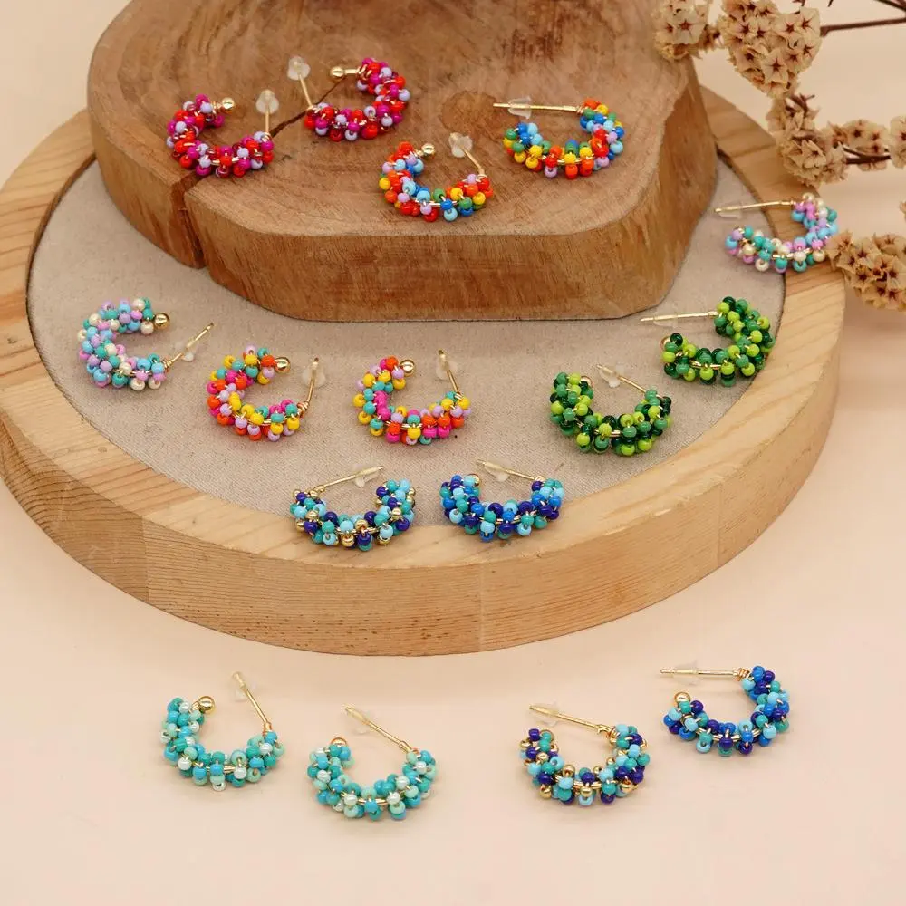 Copper Wire Winding Round Women's Earrings Small Earrings
