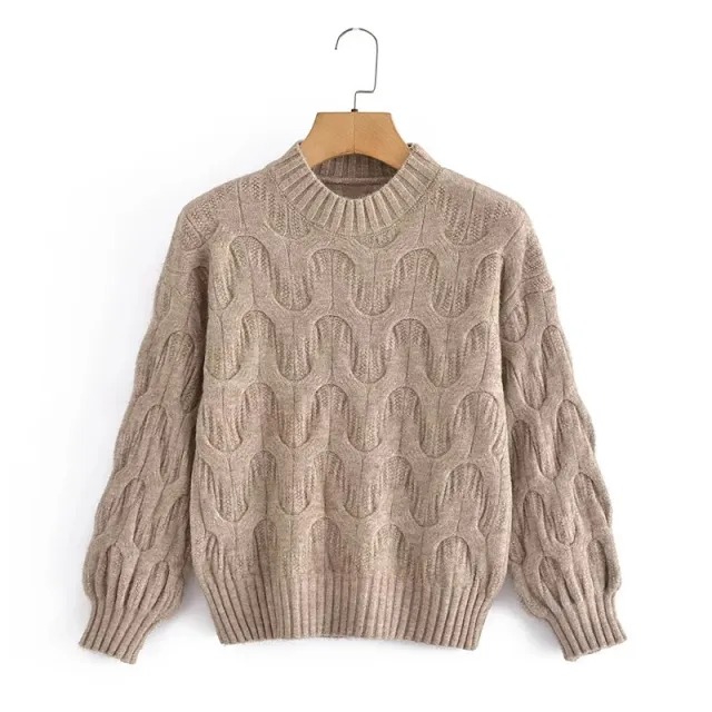 Women's Crew Neck Pullover Sweater Brown - Shop at LoveMi