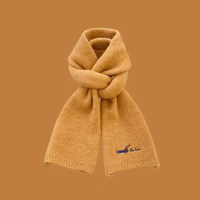 All matching Warm Cold proof Wool Knitted Small Scarf Women Yellow - Shop at LoveMi