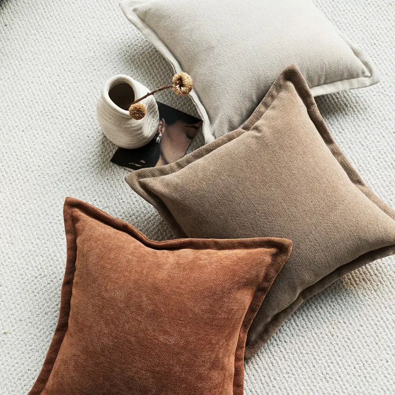 Chenille Double-sided Wide-edge Cushion Bedroom Lumbar Pillow