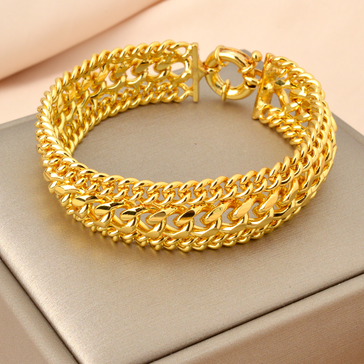 Minimalist Double-row Chain Wide Mesh Bracelet