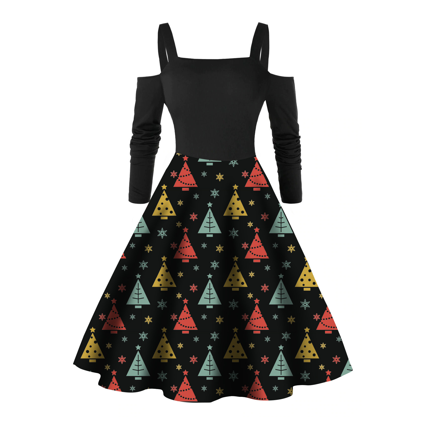 Women's Long-sleeved Snowman Printed Christmas Dress - 3