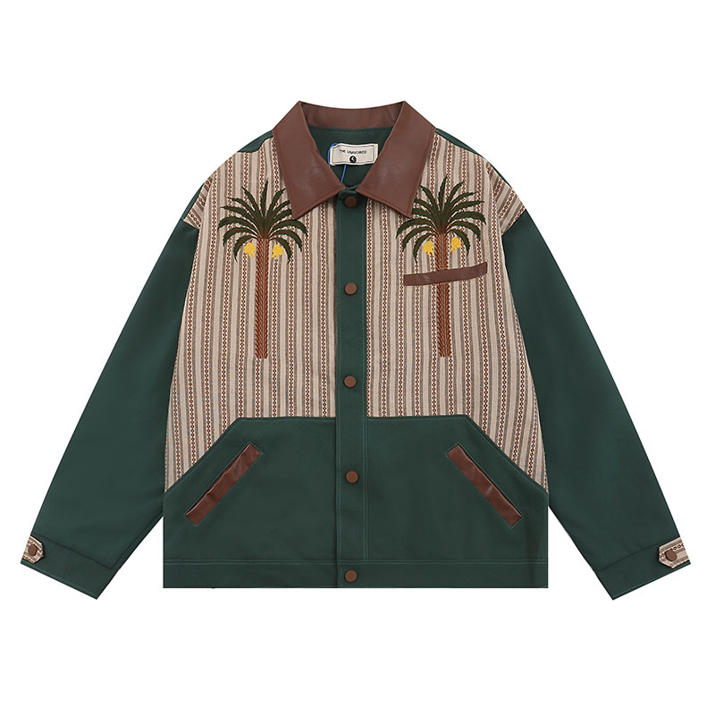 Corduroy Stitching Couple Coat Vintage Baseball Jacket