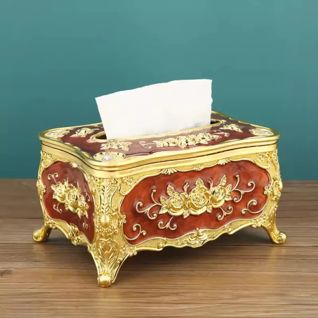 Light Luxury Tissue Retro Cute KTV Hotel Napkin Paper Box Golden Coffee - Shop at LoveMi