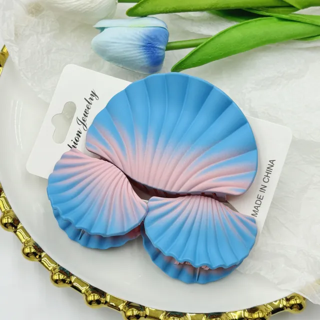 Gradient Frosted Hair Clip Set Pink Blue - Shop at LoveMi