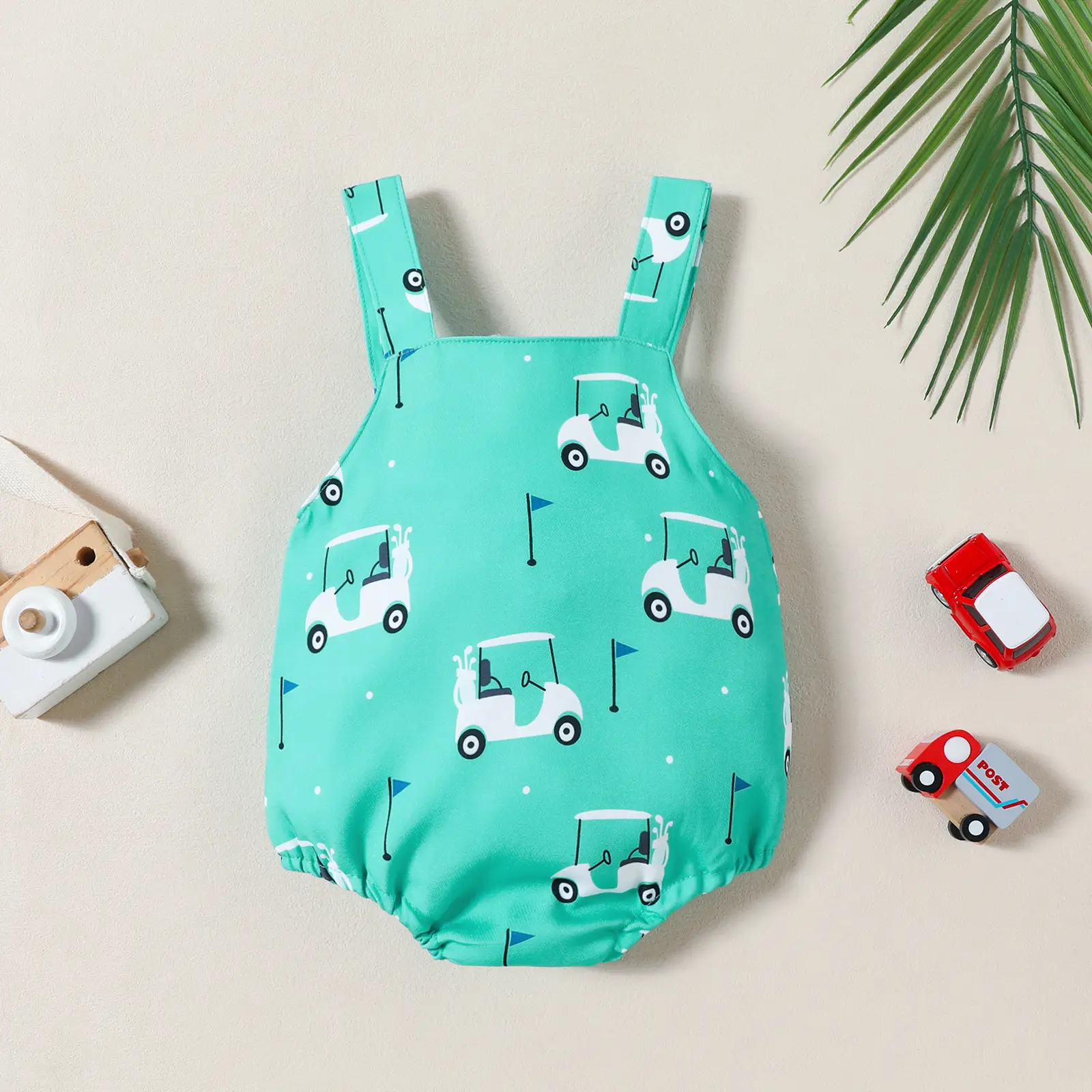 Baby Girl Print Sleeveless Strap Jumpsuit