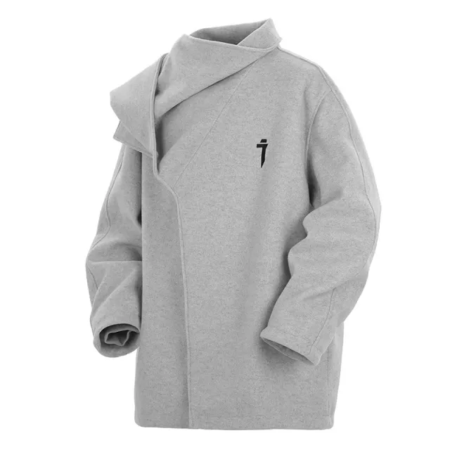 Trendy One shoulder Scarf Men's And Women's Loose Leisure Short Coat Gray - Shop at LoveMi