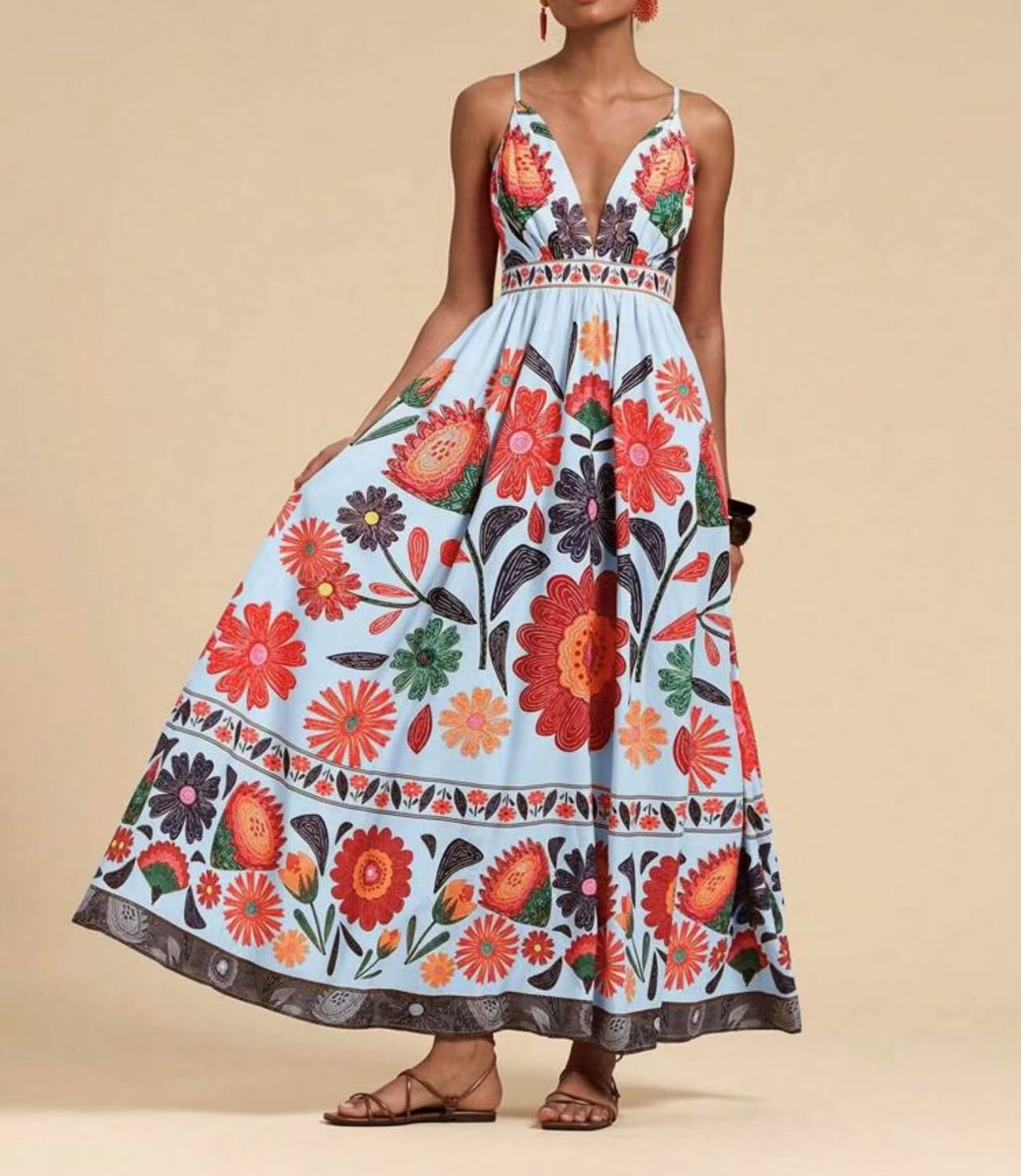 Ethnic Style Sexy Slim fit Printed Strapless Dress Picture 2 - Shop at LoveMi