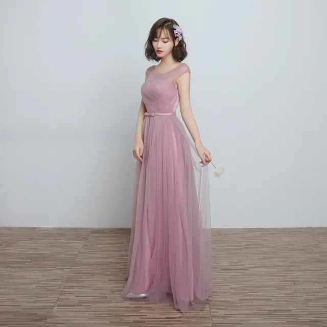 Bridesmaid Dress Long Cameo Brown Mesh Comfortable Thin Satin Bridesmaid Host Dinner Dress Type D - Shop at LoveMi