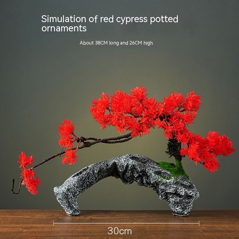 Simulation Red Cypress Pot