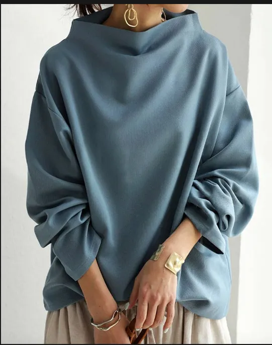 Women's Solid Color Base Loose Casual Top Peacock Blue - Shop at LoveMi