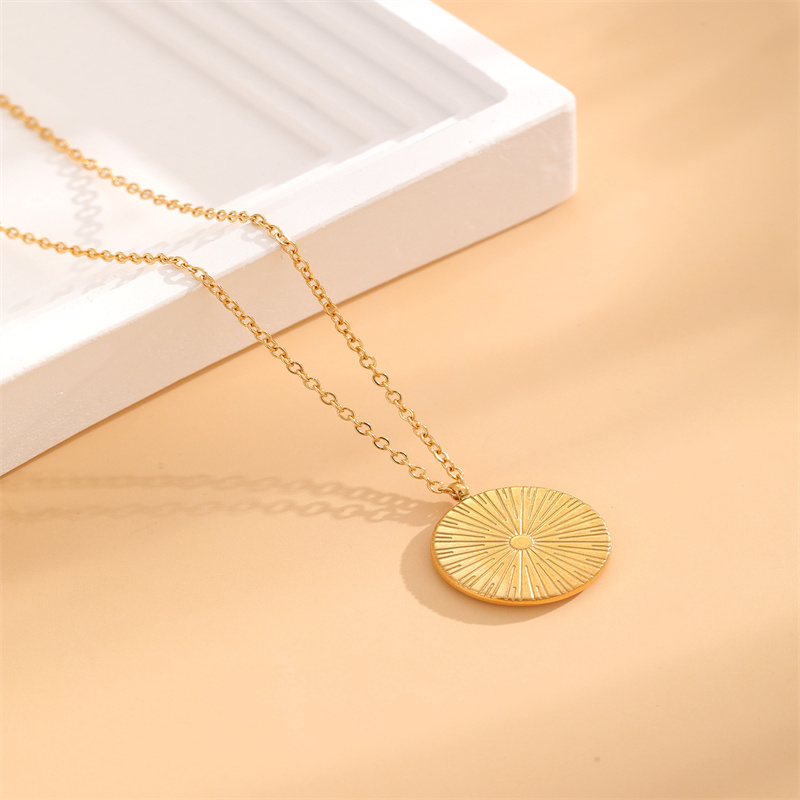 Diamond Sun Moon Round Pendant Fine Necklace