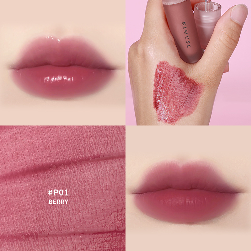 Velvet Matte Natural White Makeup Does Not Fade No Stain On Cup Lip Lacquer P01Berry - Shop at LoveMi