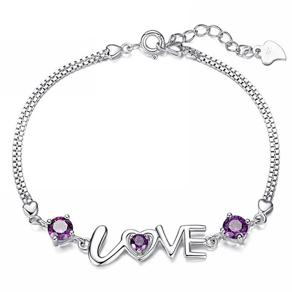 Title 1, Love Double Diamond Heart To Heart Bracelet Women