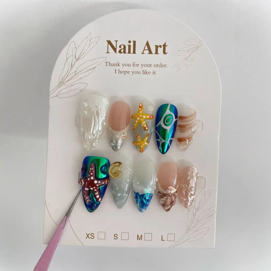 Hand-painted Happy Underwater World Manicure