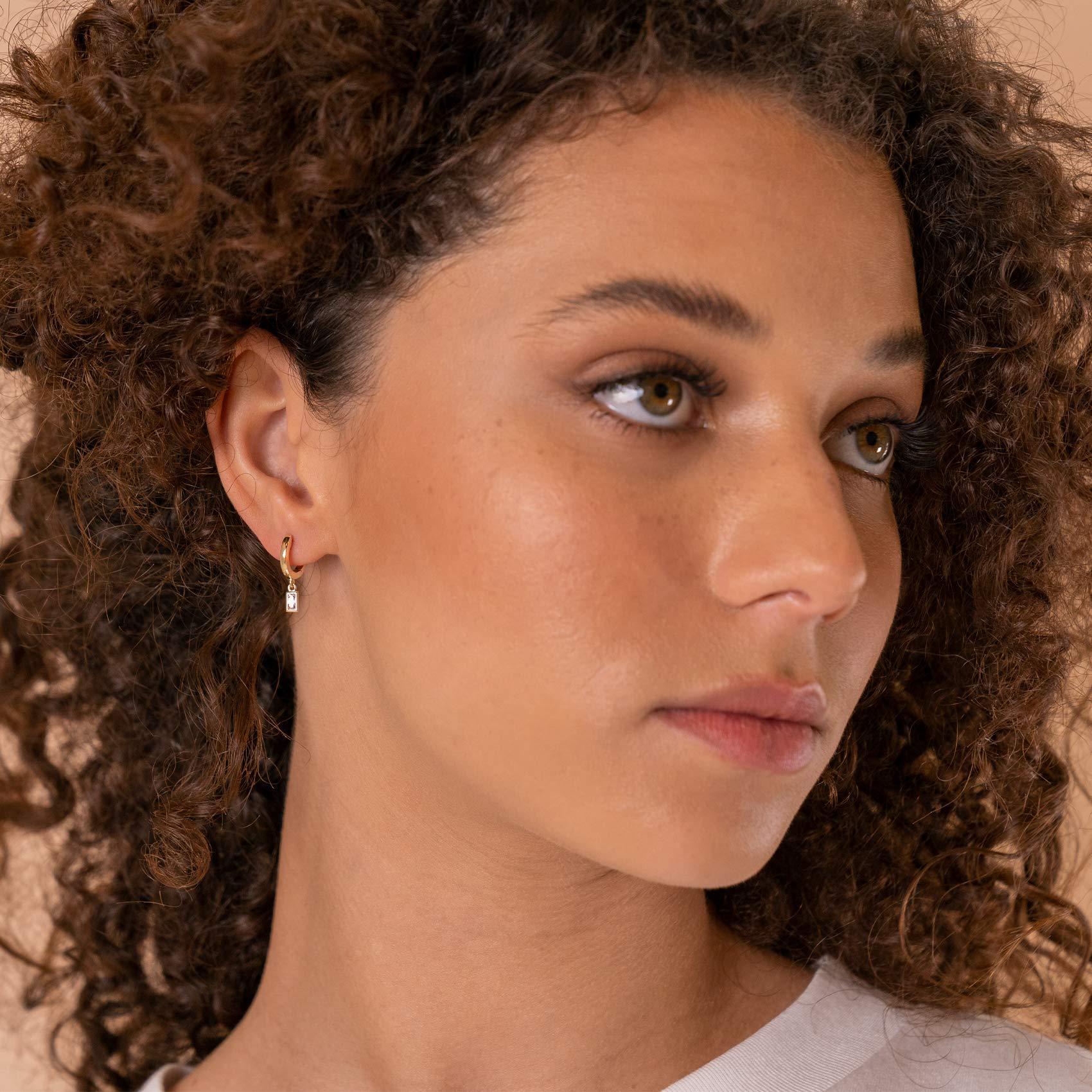 Fashion Simple Zircon Copper Pendant Earrings