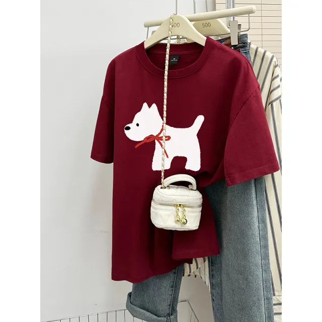 Loose Fashion Printed Half Sleeve Top Red - Shop at LoveMi