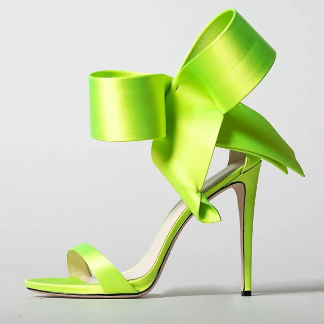 Summer Oversized Bow Ankle strap High Heel Women's Sandals Neon 41 - Shop at LoveMi