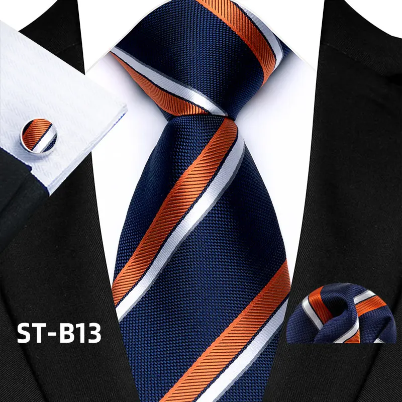 Solid-color Men's Tie Cufflinks Pocket Square