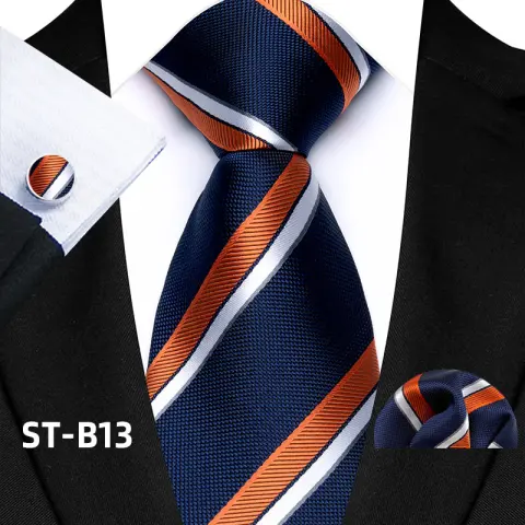 Solid-color Men's Tie Cufflinks Pocket Square
