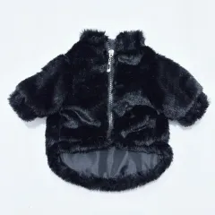 Pet Clothing Dog Coat Cotton-padded Jacket Warm - Black Fur - View 1