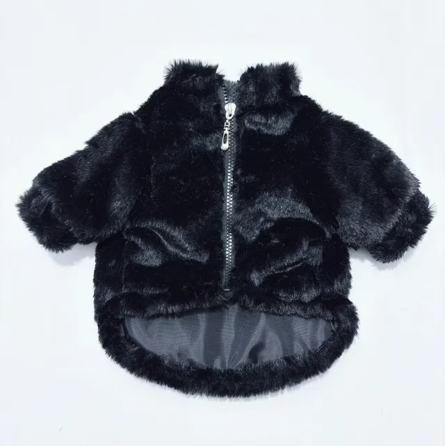 Pet Clothing Dog Coat Cotton padded Jacket Warm Black Fur - Shop at LoveMi