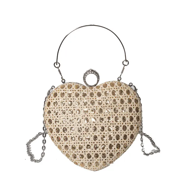Women's Chain Bag High grade Messenger Bag Heart Shape Khaki - Shop at LoveMi