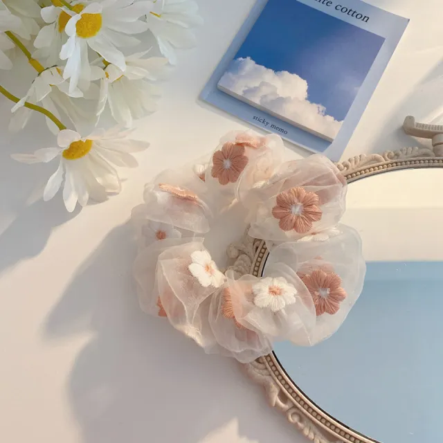 Flower Tie Hair Ring Organza Head Rope Girls' Hair Accessories Orange - Shop at LoveMi