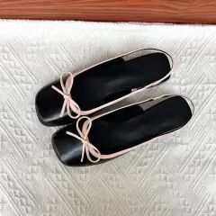 Square Toe Chunky Heel Low-cut Back Empty Closed Toe Sandals - Black - View 1