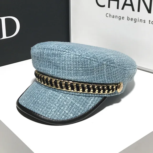 French Elegant Western Style Octagonal Cap Women Peacock Blue - Shop at LoveMi