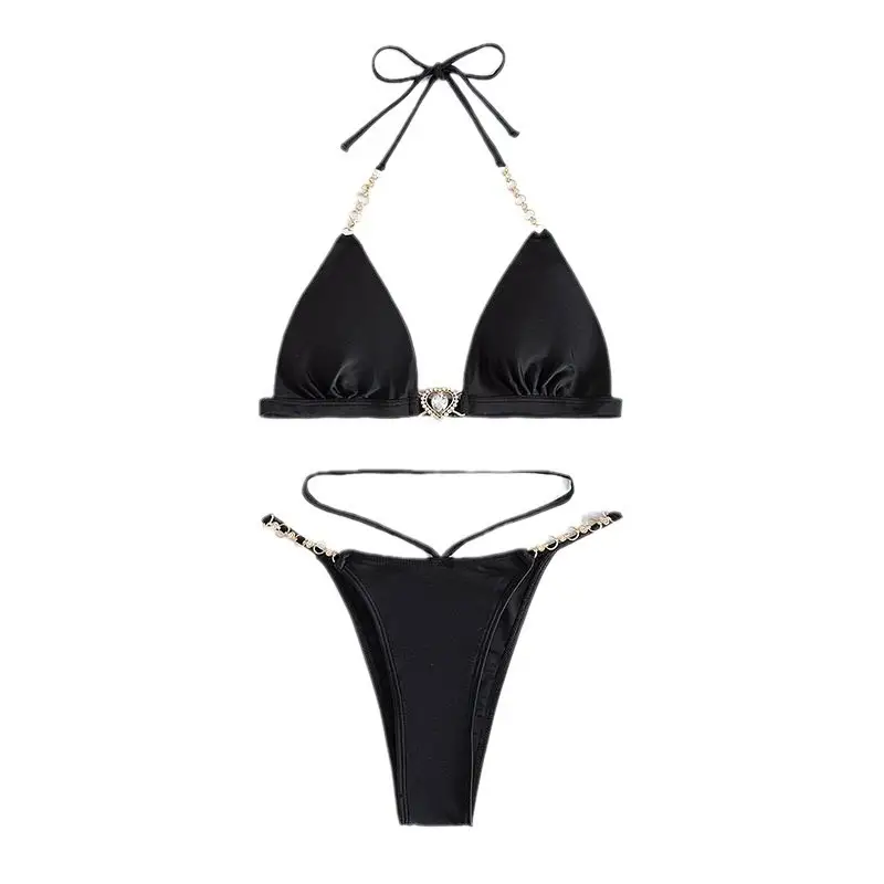 Womens Push-Up Backless Bikini With Chain Strap