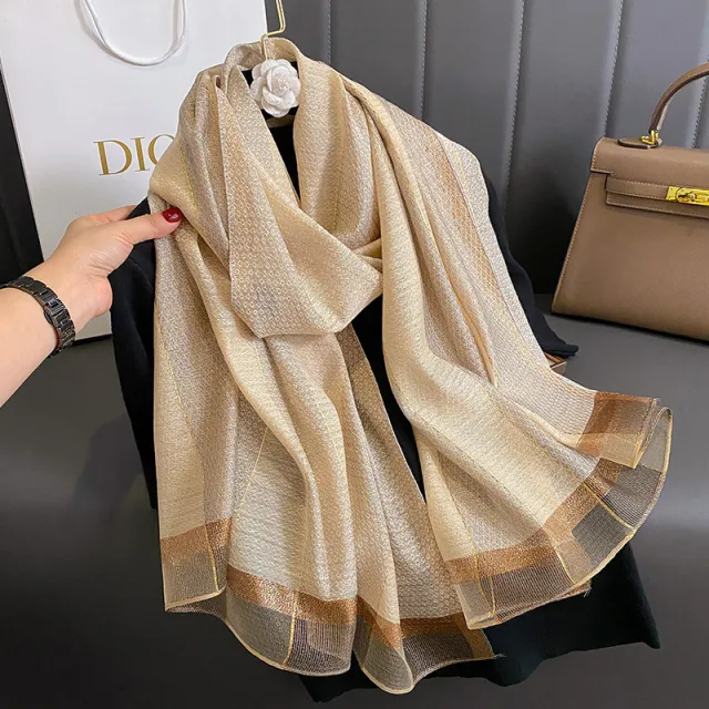 Solid color Double faced Scarf For Spring And Autumn Summer Beige - Shop at LoveMi