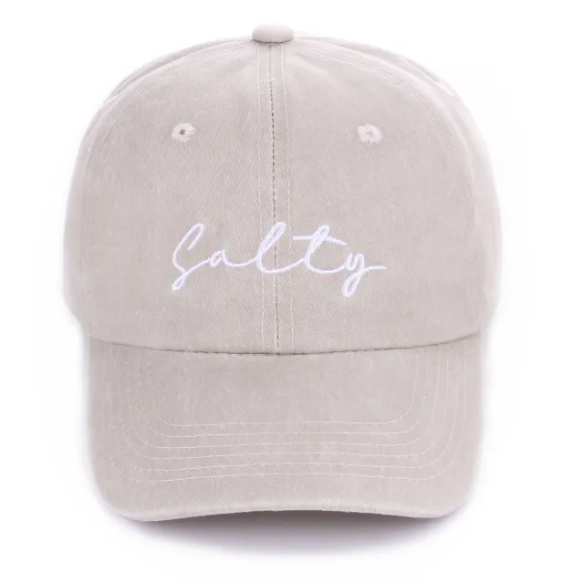 Ladies' Washed Cotton Baseball Cap Embroidered Beige - Shop at LoveMi
