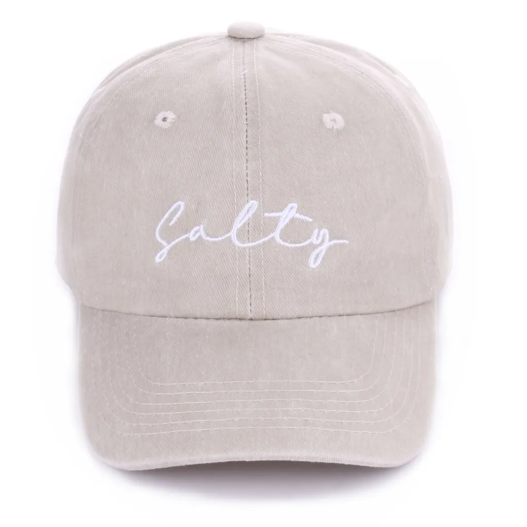 Ladies' Washed Cotton Baseball Cap Embroidered - Beige