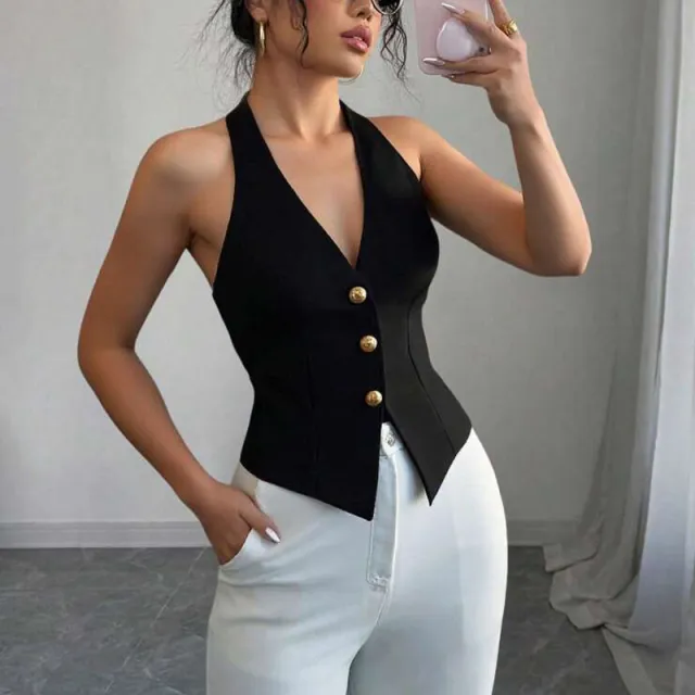 Halter Vest Summer Backless Strappy Cardigan Women's Clothing Black - Shop at LoveMi