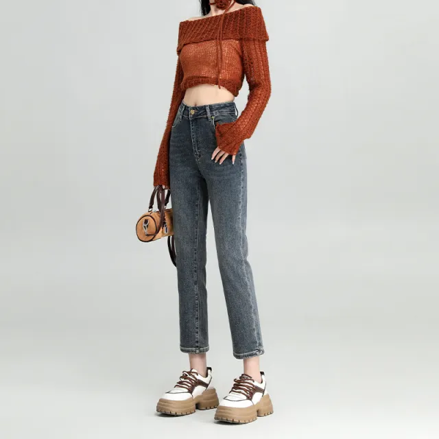 Women's Fashion Elastic Straight Jeans Blue - Shop at LoveMi