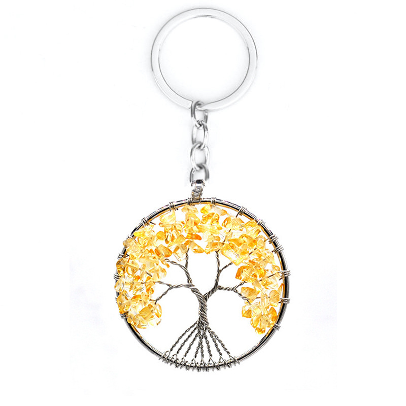 Title 4, 7 Colors Natural Crystal Gravel Tree of Life Ke...